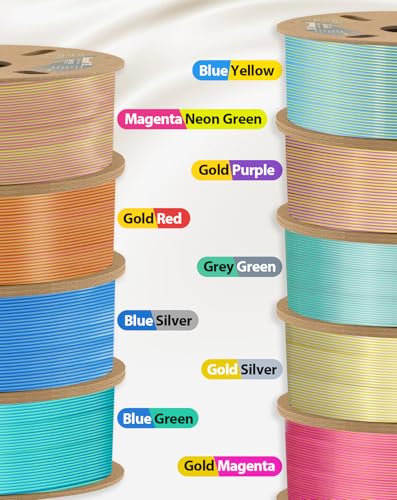Image of DURAMIC 3D Silk Dual Color PLA Filament Shinny High Gloss Finish 1.75mm | 3D Printing Filament with Cardboard Spool,No-Tangling Neatly Wound Dimensional Accuracy 99% + /- 0.03mm 1KG Silk Blue Green
