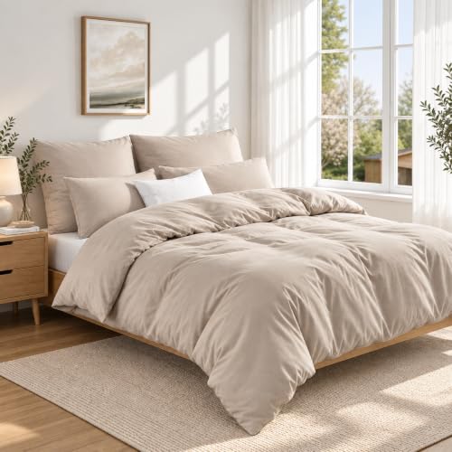 Duvetnova Bettwäsche 135x200 40x80 Beige ÖKO-TEX Superweich Mikrofaser Bettwäsche-Sets 2 Bettbezüge 135x200 + 2 Kissenbezüge 80x80 + 2… – Ansicht 6
