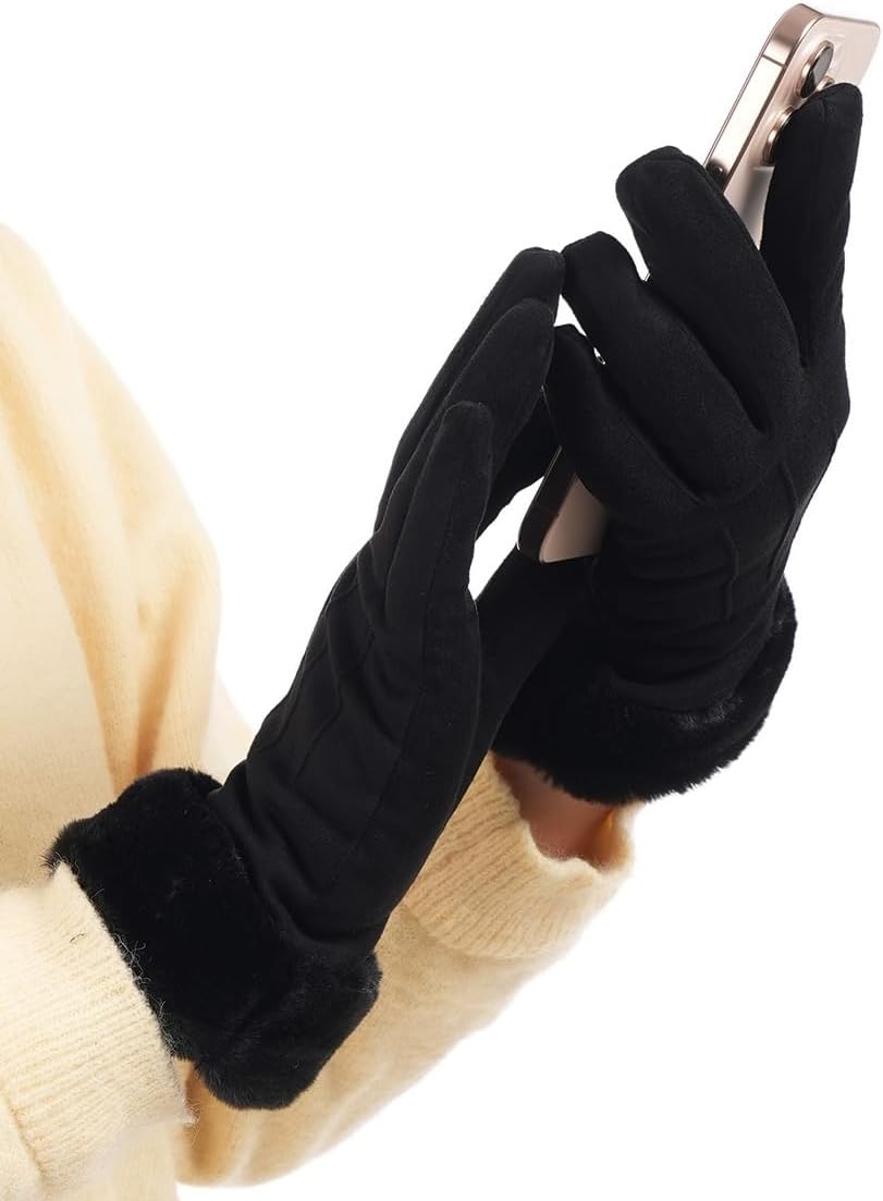 Winter Gloves for Women, Stretch Fleece Gloves with Touchscreen, Thermal Knit Lining Warm Gloves for Cold Weather - Image 4