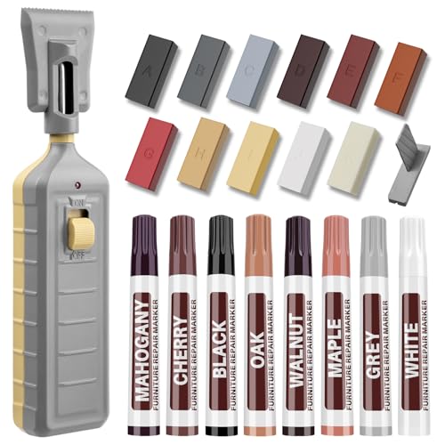 Vinyl Floor Repair Kit with Heat Pen - 11 Colors Laminate Wood Floor Repair Kit Touch Up Marker Hard Wax Linoleum Repair Kit Restore Any Scratches Stains Cracks Hole for Floor Door Cabinet