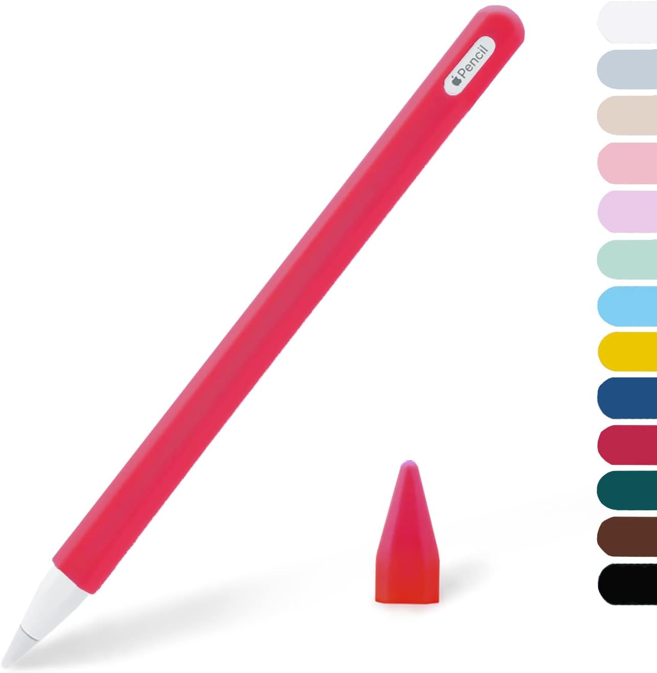KELIFANG Silicone Case for Apple Pencil Pro 2024 & Apple Pencil 2nd Generation, Protective Skin Sleeve Cover Holder Grip and Tip Cap Accessories Compatible with iPad Pro 11 12.9 13 Inch, Rose Red