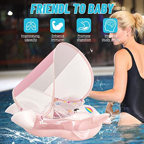 Boia de piscina para bebês, boias infantis para piscina com proteção solar, prevenção de rollover ad