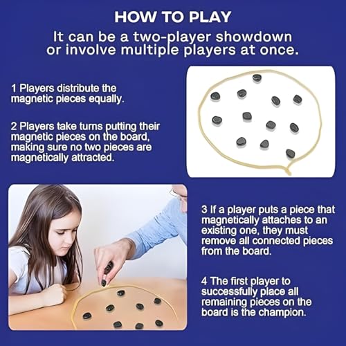 Image of Magnetic Strategy Board Game (24 Pcs) for Kids (6+) & Adults | Fun Family Game with Magnets & Lanyard Rope | Brain Boosting Logic & Reflex Challenge | Travel & Party Game for All Ages