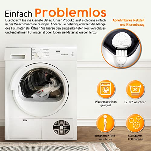 sinnlein Heizkissen elektrisch mit Füllung 100W für Rücken Schulter Nacken Bauch | Wärmekissen mit 3 Temperaturstufen & Abschaltautomatik (Anthrazit)