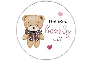 We Can Bearly Wait Stickers: Enhance Your Baby Shower with Delightful Teddy Bear Accents