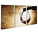 Produktbild Leinwand 3 tlg. Wein Küche Genuss Trinken braun Flasche Glas Bilder Cafe 9A357, 3 tlg BxH:120x80cm (3Stk 40x 80cm)