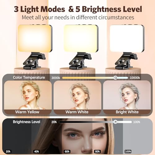 84 Luz de vídeo LED, 3000-10000K 3 Modos de luz led portatil, luz Foco para movil con batería de 2000 Mah, CRI 95+, luz LED de videoconferencia para iPhone, iPad, computadora portátil, cámara - Imagen 3