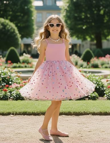 Image of PATPAT Girl's Tulle Dress Tutu Party Birthday Poster Formal Fancy Flower Princess Dresses