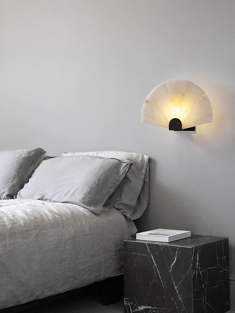 Apliques de pared Lámpara de pared mármol con forma abanico, creativa y personalidad, for sala estar, pasillo