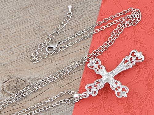 Image of Alilang Womens Black Silver Clear Crystal Rhinestones Celtic Holy Cross Pendant Necklace
