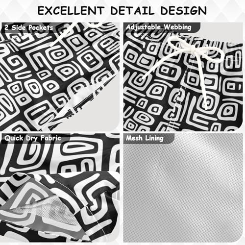 Boys Swim Trunks Black White Geometric Design Beach Board Shorts Quick Dry Swimsuit Toddler Kid Teen3