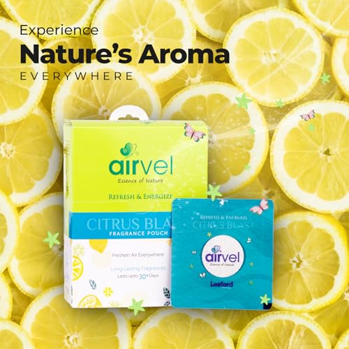Image of Airvel Citrus Blast Fragrance Pouch 6 Pcs (10g each) | Bathroom Freshener | Toilet Freshener | Air Freshener for Bathroom and Toilet | Non-Toxic, Safe | Long-Lasting Freshness Up to 30 Days