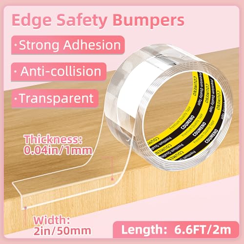Image of Clear Soft Corner Protectors for Furniture Strip,2in (W) x 6.6FT(L),Sharp Edge & Table Bumper,Window Edge,Wall Protector, Soft Corner Guards Safe for Proof,Table Corner Protectors in Family