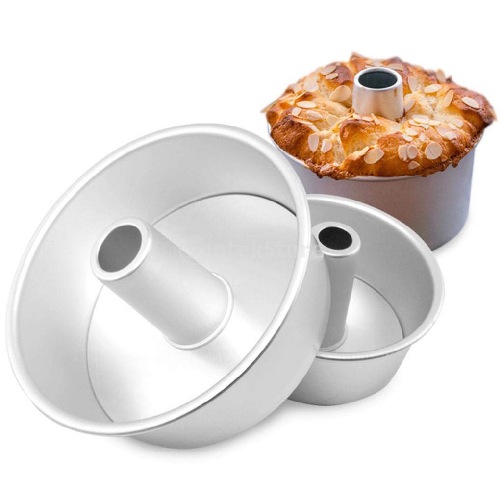 3er Set Angel Food Kuchenform Aluminium Antihaft Rund Chiffon Kuchen Backen - Silber, 8 Zoll