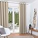 Produktbild Beautissu 2er Set Verdunklungsvorhang Blickdicht 140x245 cm Creme  Ösen Vorhänge Set Blackout  Ösenschal Gardine Set Blackout  Lange Fenster Vorhänge Wohnzimmer, Schlafzimmer - Amelie BO
