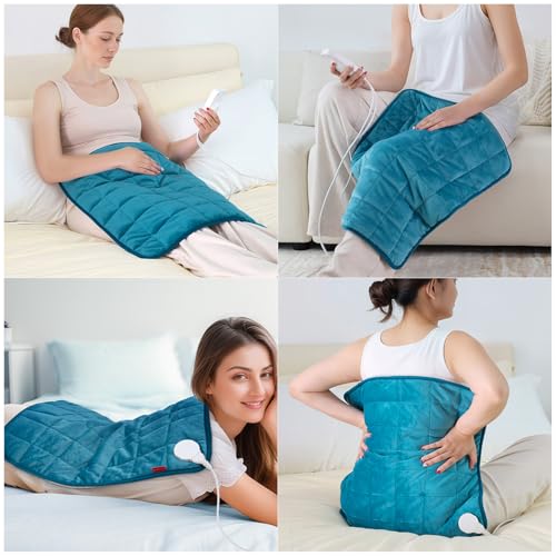 Image of Comfytemp Weighted Heating Pad for Back & Period, 20 inchx24 inch Extra Large Electric Heat Pad, Birthday Gifts for Women Men Mom Dad & Mother Day Gift, 2.4 lb Heated Pad for Neck Shoulder Leg, 2H Auto-Off