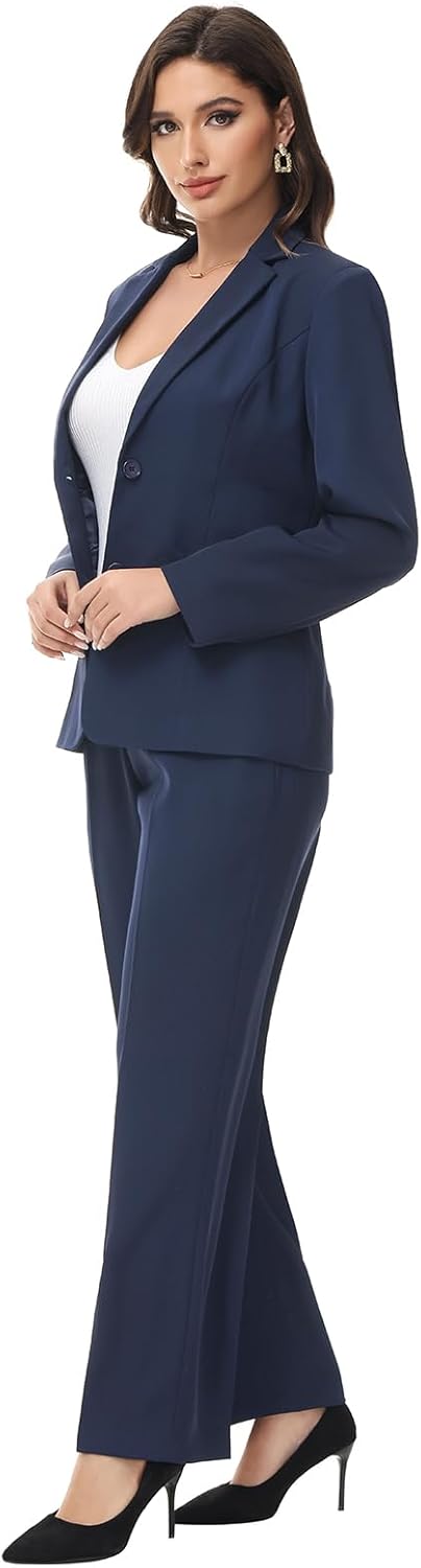 Lamgool Women's 2 Piece Business Suit Single Breasted Blazer Pant Set Slim Fit for Work Office Daily Wear - Image 3