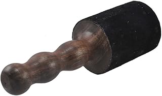Devyom Thick Black Leather-Wrapped Singing Bowl Striker, Singing Bowl Mallet, Gong Mallet, Puja