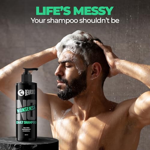 Image of Beardo No Nonsense Daily Shampoo for Men 200ml | For Healthy, Clean Scalp | Anti-inflammatory Peppermint, Tea Tree Fights Dandruff | Activated Charcoal Detoxifies Scalp | Paraben Free | Daily Use Shampoo for Stronger, Cleaner Hair