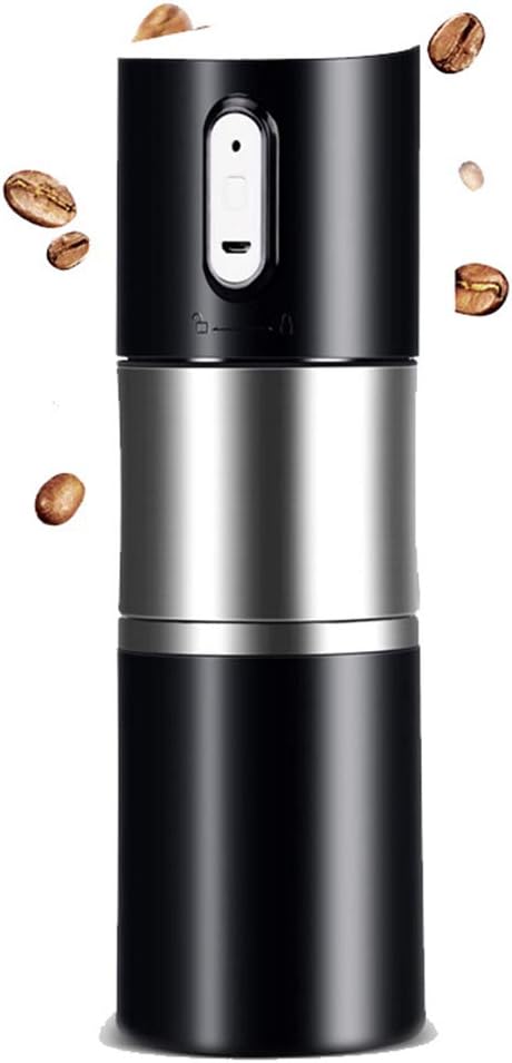 KASIQIWA Portable Espresso Machine, Mini Semi-Automatic Coffee Maker Compact Grinding Equipment Stainless Electric Chargeable Espresso Machine for Home Camping Picnic Travel and Outdoor,Black