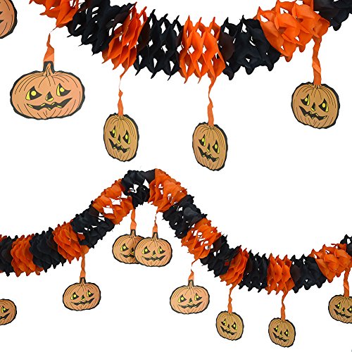 3Pcs 10Ft Precious Halloween Pumpkin Paper Chain Garland Decoration Prop