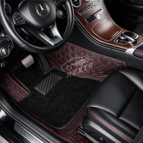 Image of NEXTA 8D Custom Floor Mats for Range Rover Discovery Sport Full Coverage All Weather, All Season Black with Red