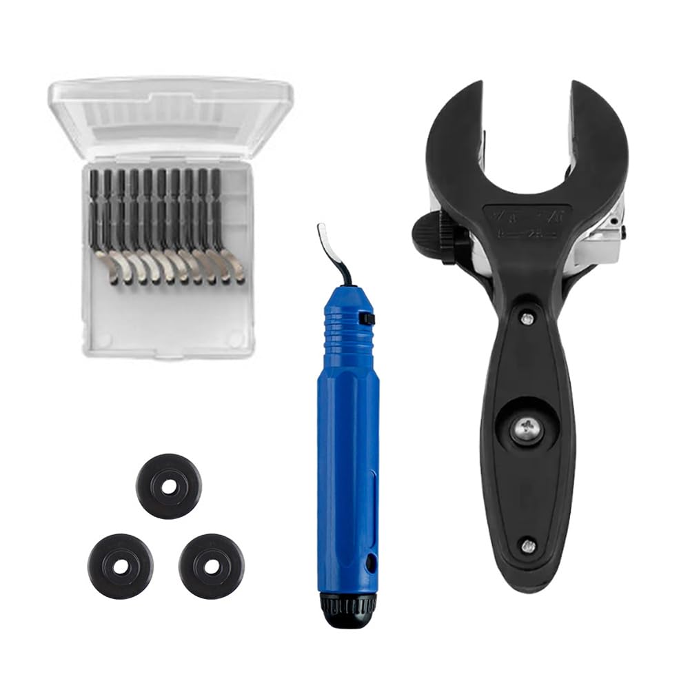 Ratcheting Pipe Cutter,8-29mm,Close Quarters Tubing Compact Cutter with Blades,Deburring Tool for Cutting Copper Metal PVC Plastic Hoses