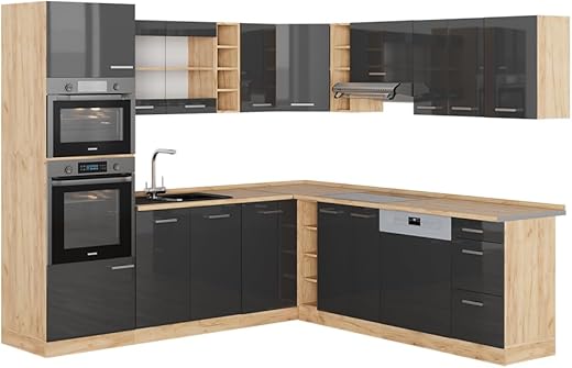 Vicco mobile cucina componibile mobili da cucina R-Line rovere (rovere antracite lucido,...