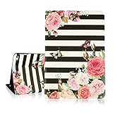 Hepix Floral iPad Mini 5 Case Pink Roses Flowers iPad Mini 4 Case with Butterfly, Soft Rubber PU Leather Protective Mini iPad Cases for Girls Auto Sleep/Wake Multi-Angles Anti-Slip Stripes