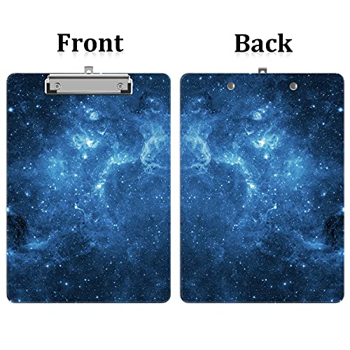 Image of Plastic A4 Clipboards, Clip Board Stardard Letter Size 9 x 12.5 in | Office Decorative for Students Women Men and Kids,Blue Starry Sky