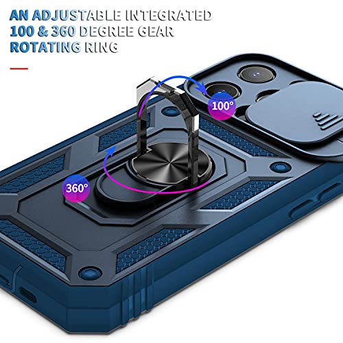 YINCANG Capa iPhone 13 Pro Max,Case Grau Militar Suporte de Anel Magnético Ultrafino de 360 à Prova