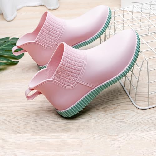 Women's Non-Slip Waterproof Flat Rain Boots | Slip-On Rubber Outdoor Work Shoes | Solid Color Design2