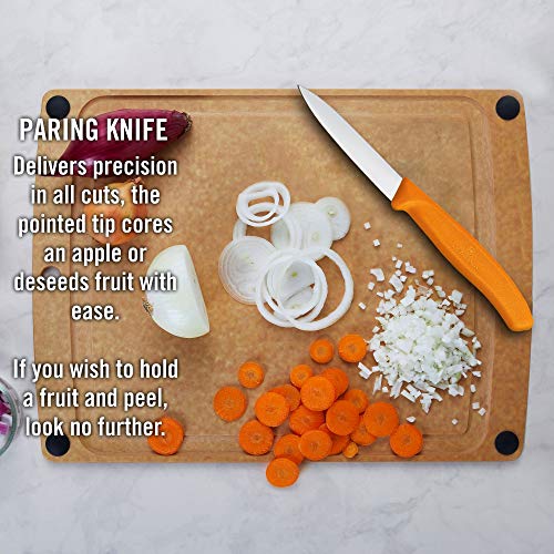 Image of Victorinox Swiss Made Stainless Steel Swiss Classic Paring Knife, Kitchen Tools, Kitchen Items, 8 cm Straight Edge, Orange, 6.7606.L119