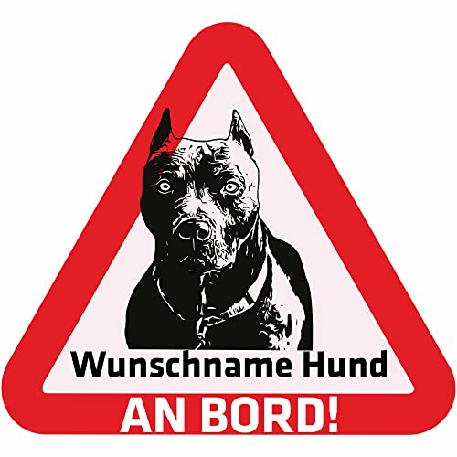 Indigos UG - Namensaufkleber Hund - Pitbull Terrier - Aufkleber mit Namen & Wunschtext - individuell personalisiert - Auto - Motorrad - LKW