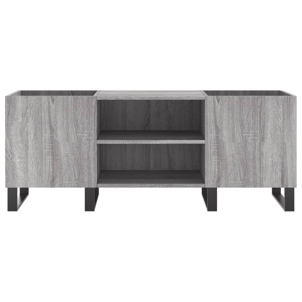 Fengshui Szafka panelowa szara Sonoma 121 x 38 x 48 cm materiał drewnopochodny | Stabilna górna płyta do gramofonu, żelazne nogi, styl industrialny, dużo miejsca do przechowywania dla LP