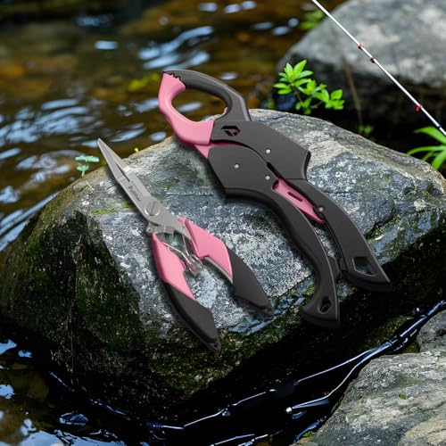 Image of Fish Gripper 9.2 inch,Muti-Function Line Cutter Fishing Pliers, Saltwater Fishing Tool Kit,Fishing Gear with Fishing Lanyard