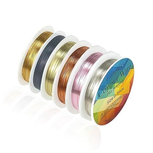 6 Rotoli Filo per Gioielli Fai Da Te 0.3mm,Filo per Gioielli,Filo Metallico Artigianale,per Arte Floreale,Sculture,Styling di Biciclette,Creazione di Gioielli,Tessitura e Confezionamento (6 Colori)