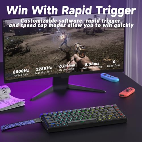 Image of AULA Hero 68 HE Pro - Wired Gaming Keyboard with Hall Effect Magnetic Switch, CNC Aluminum Frame, 8KHz Polling Rate, RGB Box & Backlight, Side Printed Keycaps, 65% 68-key Compact Small Gamer Keyboards