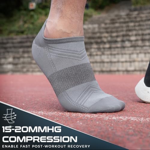 Compression Silver Ankle Socks Odor Control Lightweight Arch Support Fit Performance Low Cut Athletic Running Socks 2 Pairs3
