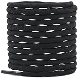 DELELE 2 Pair Round Wave Shape Non Slip Heavy Duty and Durable Outdoor Climbing Shoelaces Black Hiking Shoe Laces Shoestrings-71'