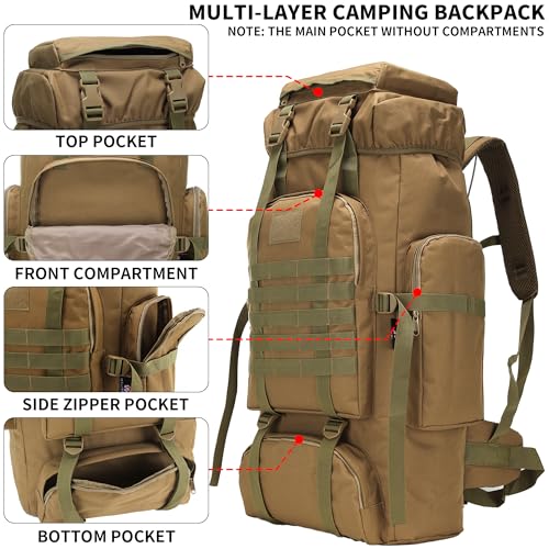 W WINTMING Hiking Backpack for Men 70L/100L Camping Backpack Military Rucksack Molle 3 Days Assault Pack for Climbing by W WINTMING - Used condition - Image 3