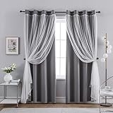 Anytime Home Curtains Blackout and Sheer Layered Solid Window Curtain Panel Pair with Grommet Top, 5