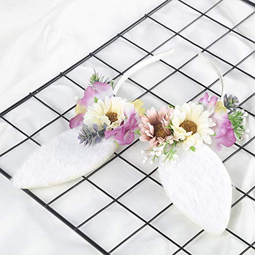 Cute Bunny Ear Headband For Toddler Baby Girls Easter Headwear Floral Rabbit Cosplay Headdress Hoop Hair Accessories #TOP5