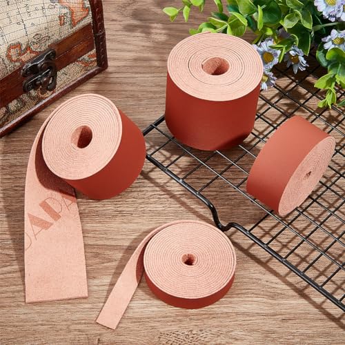 GORGECRAFT Brown Leather Straps 25mm Wide Full Grain Leather Strips 200cm Long 1.2mm Thick Single Sided Flat Imitation Leather Cord Threads Rope for DIY Crafts Jewelry Making Guitar Belt Boot Lace - Image 4