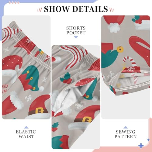 Merry Christmas Gnome Hat Boys Long Pants Soft Trousers Elastic Waist Kids Lounge Bottoms with Pockets S-XL4