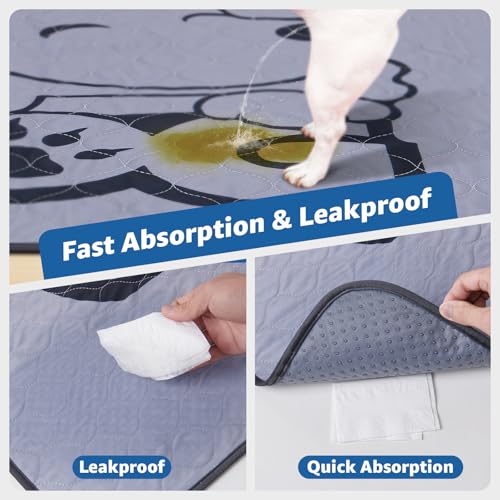 Image of Washable Pee Pads for Dogs with Pheromones : 2 Packs Reusable Puppy Pads Super Absorbnet Dog Floor Mats for Whelping, Incontinence, Training, Crate, 48x48