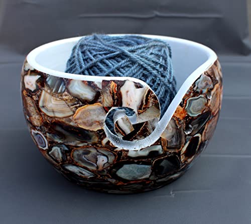 Image of Ceramic Yarn Bowl Holder, 7 x 4 Inches Knitting Yarn Bowls with Holes Crochet Bowl Holder Handmade Yarn Storage Bowl for Knitting Crocheting Accessories. (3)