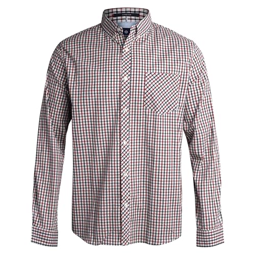 Ben Sherman Camisa de Manga Larga con Botones para Hombre, Ajuste Regular, Camisa de Vestir Informal para Hombre (S-XL), Rojo -, Large