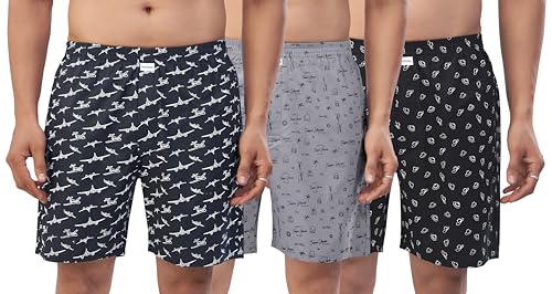 Image of Nermosa Men's Pure Cotton Printed Boxer Shorts - Soft, Breathable, All-Day Comfort (Pack of 3) | Boxers |