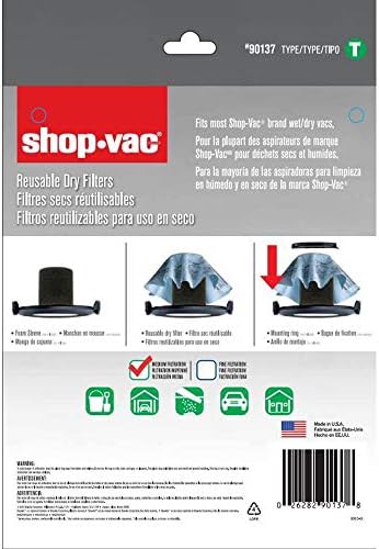 Shop Vac 3 Reusable Dry Filters 90137 image 5